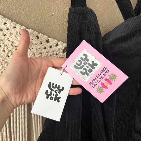 Lucy & Yak Jenny Dungaree overalls jumpsuit ORGANIC CORDUROY Black NWT Size 16R - Picture 9 of 12